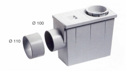 Lapač střešních splavenin HENE boční  Ø80(100) / 100(110) (sifon pod okap šedý) EXKLUZIVNÍ CENA